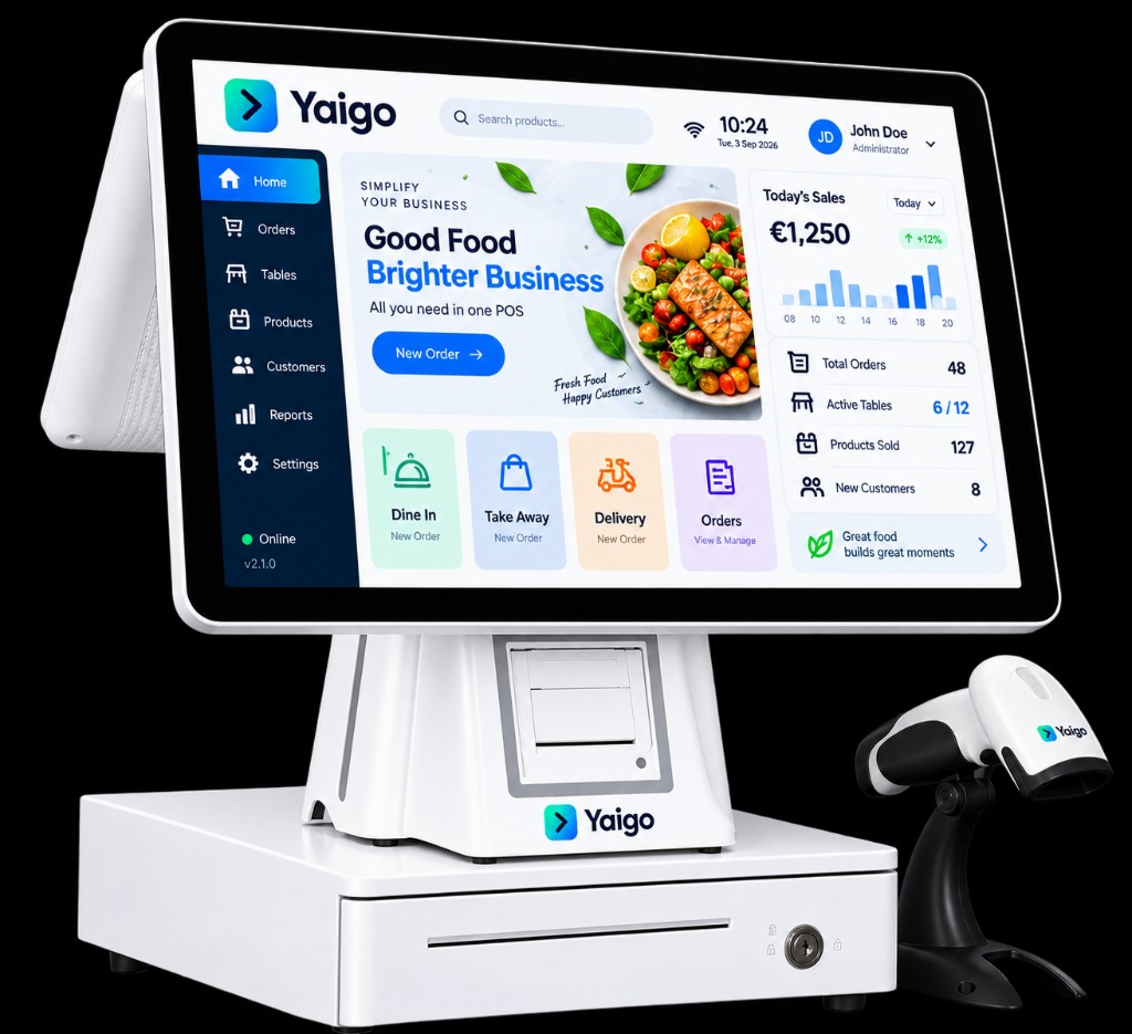 Yaigo TPV Pro with dual screen, printer and cash drawer
